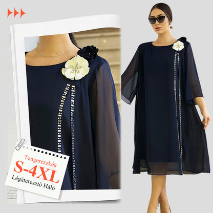 🌸Női hálós ruha virágos díszítéssel