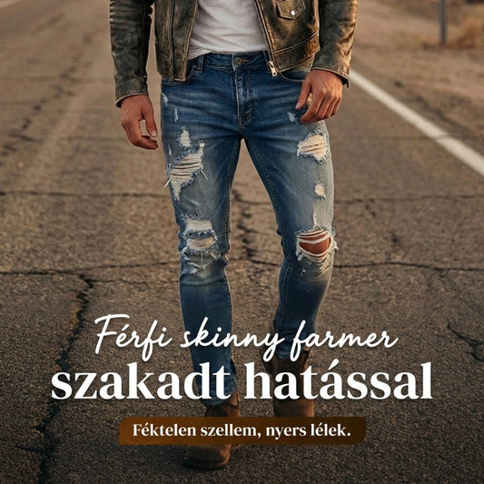 👖Férfi stílusos, szakadt skinny farmer