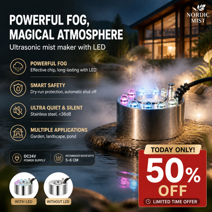 💨 ⚡ 12 LED-es ultrahangos párakészítő – Hűsítő permetet és színes fényt hoz létre 💧✨