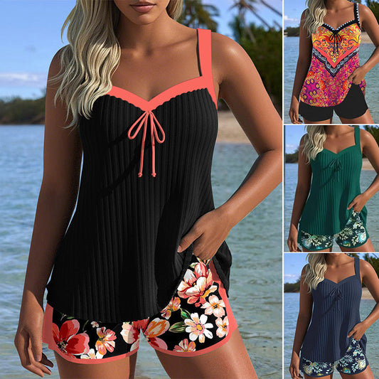 【S-3XL】👙Nyomtatott fürdőruha felső és rövidnadrág szett