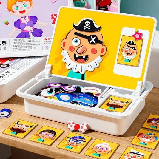 Mágneses kirakós játékok Arcöltöztető utazós játék Kétoldalas óvodás oktató játék gyerekeknek