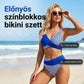Kétrészes bikini – színblokkos mintával és csíkokkal