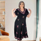 Plus Size V-nyakkivágású V-nyakkivágású áramló midi ruha