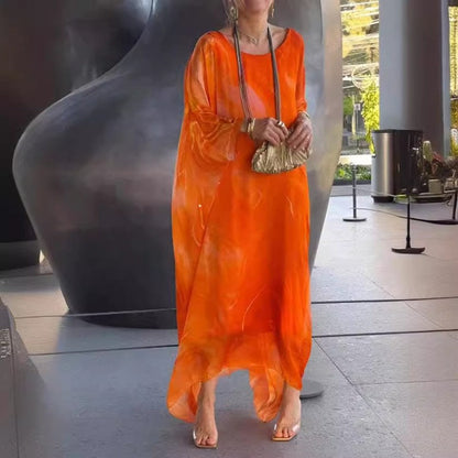 🔥HOT SALE🔥Elegáns sifon márványos nyomtatott ruha