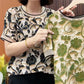 Elegáns 3D virágos kerek nyakú rövid ujjú top