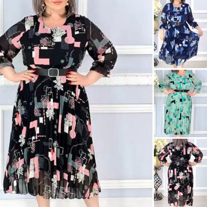 【S-4XL】🌺Női rakott Flowy ruha övvel