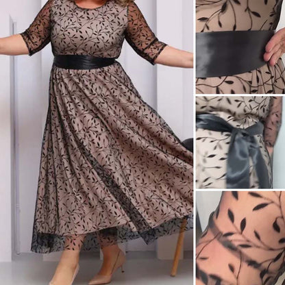 【S-4XL】👗Női középhosszú ujjú derekú virágos ruhák