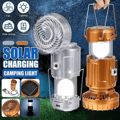 🔥 2026 Best Seller! Hordozható LED Kemping Lámpa Ventilátorral – Többfunkciós, USB töltés 🌿💡🌀