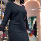 👗Női elegáns fekete felső és szoknya kétrészes szett