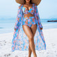 👗Női 3 darabos szexi virágmintás fürdőruha