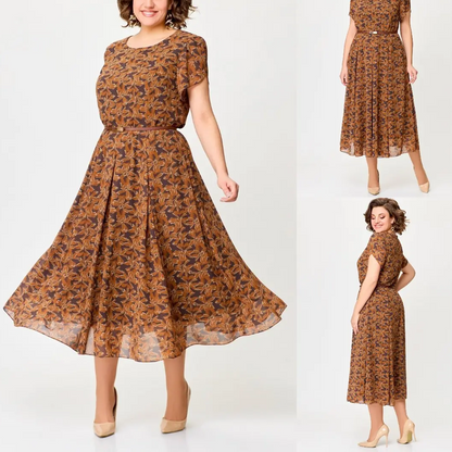 Női laza nyomtatott Maxi ruha övvel