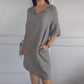 【S-2XL】🌿Női alkalmi szilárd V-nyakú laza laza ruhát💯