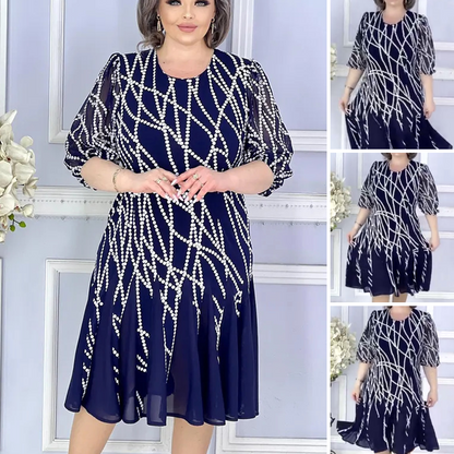 【S-4XL】👗Elegáns nyomtatott puff ujjú ruha