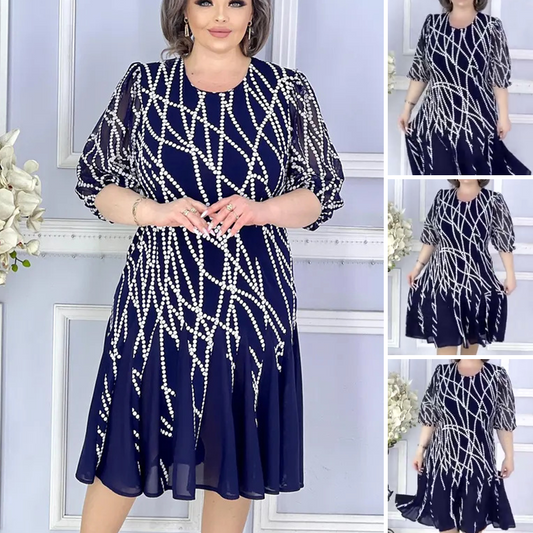 【S-4XL】👗Elegáns nyomtatott puff ujjú ruha