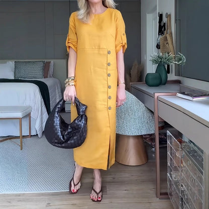 Női Maxi ruha gombos oldalsó réssel