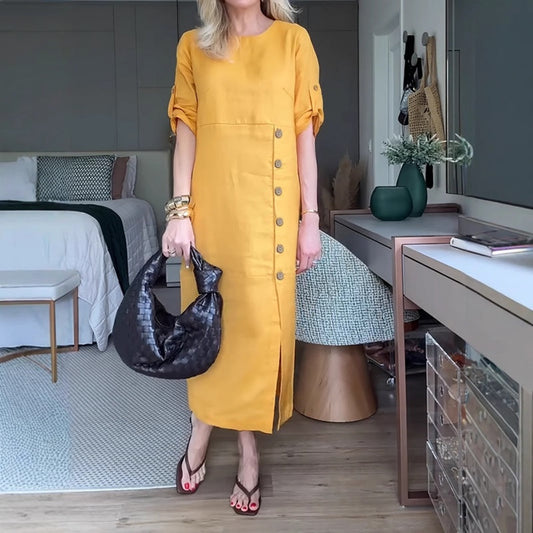 Női Maxi ruha gombos oldalsó réssel