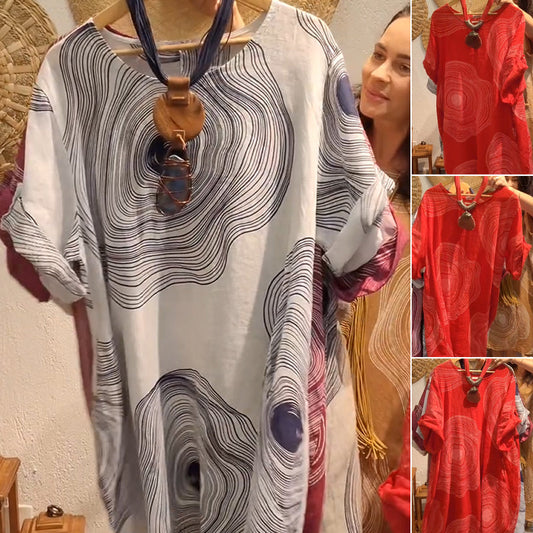 【S-3XL】🌸Női alkalmi ruhák nyomtatott természetes vászonból