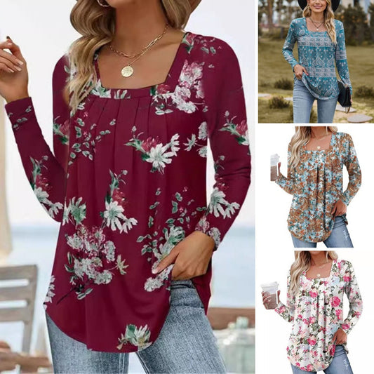 🌸 Női póló rakott virágmintával