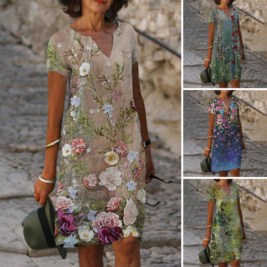 【S-3XL】🌺Lenvászon szabadidőruha nyomtatott mintával