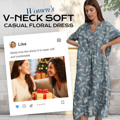 💖LEZELETTI VIRÁGOS V-NYAKÚ RUHA