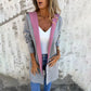🌸Őszi újdonságok💐 Női kardigán elülső nyílással és kontrasztos kapucnis kialakítással