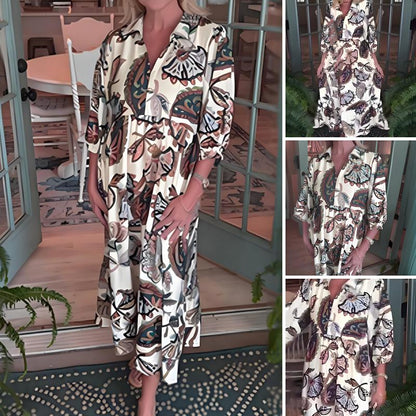 【S-5XL】🥀Női retro nyomtatott lenvászon ruha