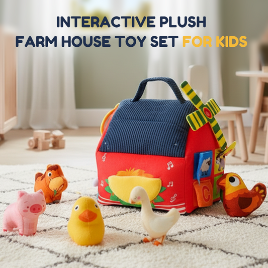 🏠Interaktív plüss farm játék szett gyerekeknek🦆🐓🐷