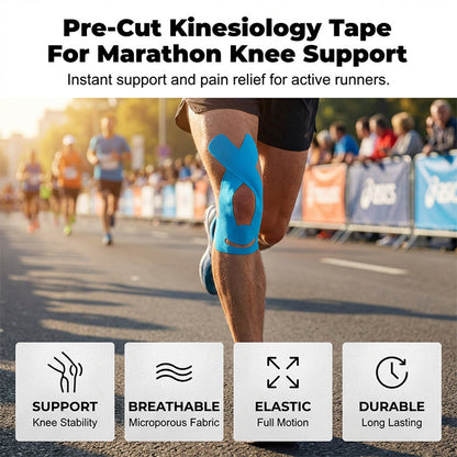 Előre vágott kineziológiai szalag térdre