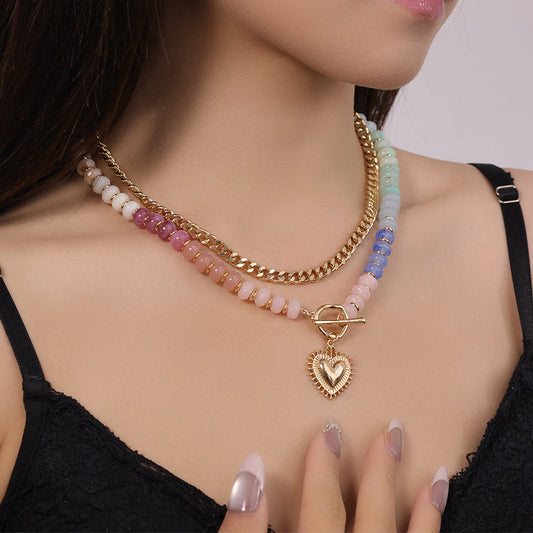 ✨ Bohém Szivárvány Gyöngy & Lánc Rétegezett Nyaklánc – Színes Stílus és Laza Elegancia
