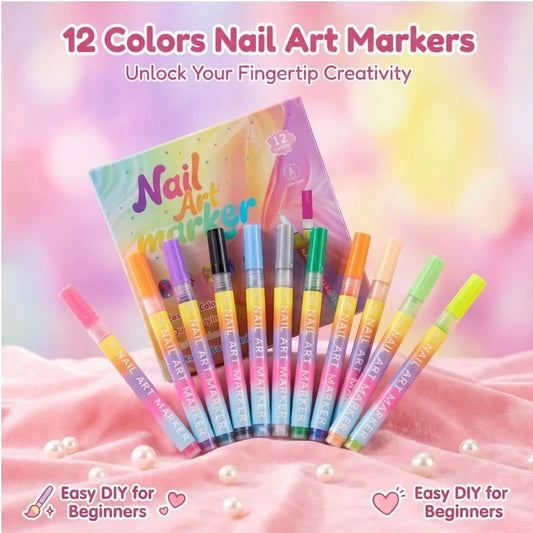 🖌️Minél többet vásárolsz, annál többet spórolsz🎁12 színű körömdíszítő filctoll-készlet