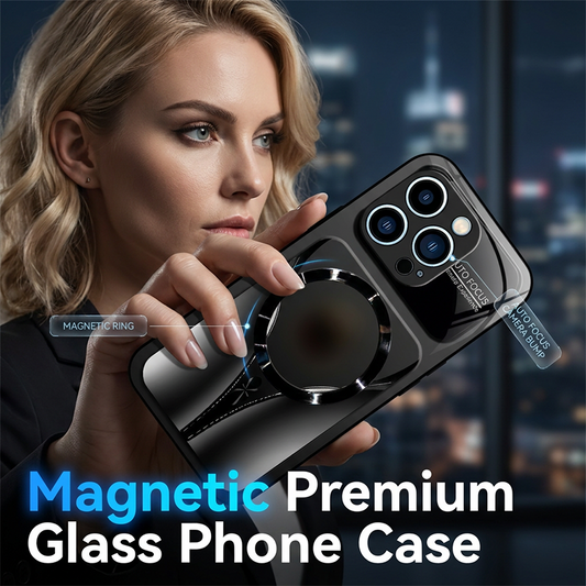 📱✨ Edzett üvegből készült, mágneses telefonhüvely — ütésálló, MagSafe-kompatibilis ✨