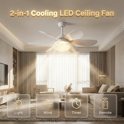 ❄️✨2 az 1-ben LED mennyezeti ventilátor E27-es foglalattal – világítás, hűtés és távirányító egyben