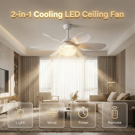 ❄️✨2 az 1-ben LED mennyezeti ventilátor E27-es foglalattal – világítás, hűtés és távirányító egyben
