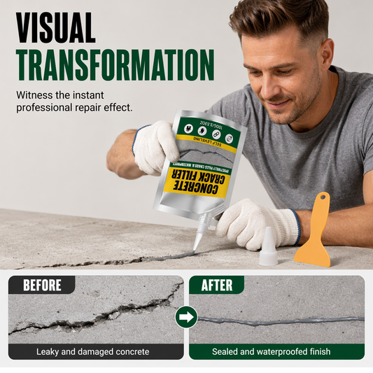 🔧🛡️Betonrepedések javítása – Polimer ragasztási technológia – Hosszú élettartam – Teljes készlet kaparóval és fúvókával – 3 egyszerű lépés – Falakra, padlókra és teraszokra