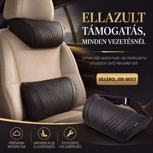 🚗 Prémium autós fejtámasz + deréktámasz párna szett