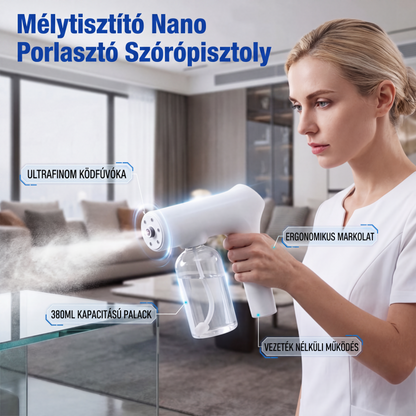 🦠🚫 Vezeték nélküli nano-porlasztó – érintésmentes fertőtlenítés és kék fény 🏠
