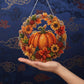 🍂🎃 Tök koszorú gyémántfestés Áttetsző függő dekoráció Kézműveskedőknek és őszi dekorációhoz 💎