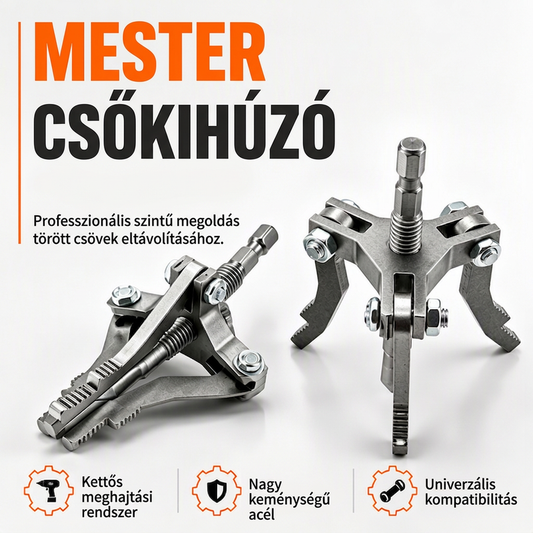 🔧 Universal 3-Jaw Broken Pipe Extractor – Kézi fúrókhoz, törött csövek eltávolítására ✨