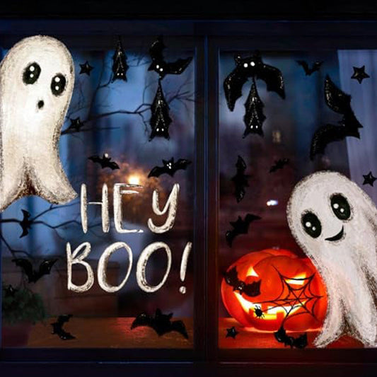 👻Aranyos és vidám halloweeni szellem – statikus ablakmatricák
