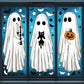 👻Aranyos és vidám halloweeni szellem – statikus ablakmatricák