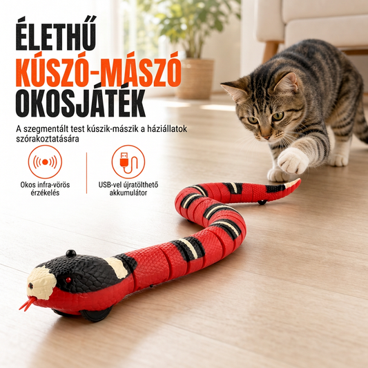 🐍 Intelligens érzékelővel ellátott elektromos kígyójáték, akadálykerülő funkcióval, szalagos krait, interaktív tréfás játék gyerekeknek
