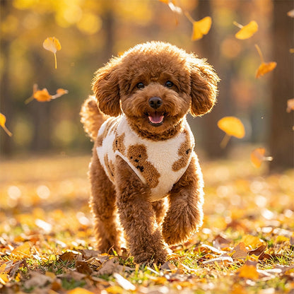 🐶✨ Plüssbéléses mackós mintás kutyamellény – Meleg és rugalmas kis kedvenceknek🧸