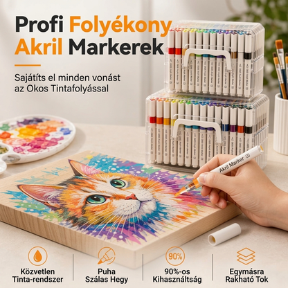 💦 Mosható folyékony akril marker puha ecsetvéggel – Színes alkotás könnyedén, egyszerű tisztítással✨