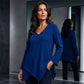 ✨👚 Női V-nyakú blúz – laza szabás és puha gofri mintás kötött anyag