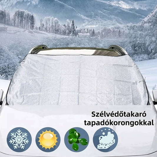 🚗 Autó szélvédővédő takaró tapadókorongokkal – Hó- és jégvédelem, stabil rögzítés ✨