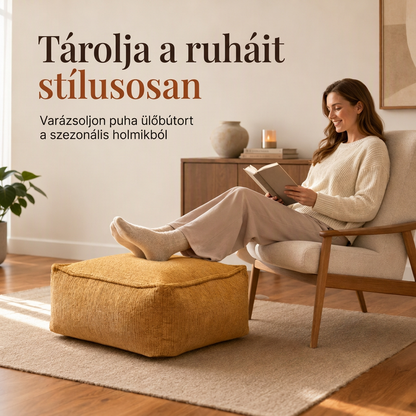 🪑Tárolós lábazatos puffra huzat – ✨ alakítsa át a felesleges ruhákat és takarókat kényelmes ülőhellyé, miközben helyet takarít meg