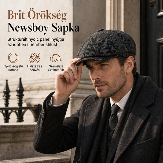 🎩 Brit stílusú nyolcszögletű beret – Vintage, uniszex, alkalmi ✨