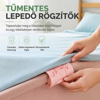 🥳2026 AKCIÓ🥳💞Több mint 50 000 eladva! 🛏️📌 50% KEDVEZMÉNY! Tűzés nélküli ágyneműrögzítők – 6 vagy 10 darabos csomag, tartós ABS anyag, éles tűk nélkül rögzíti a lepedőt! Tartsa rendesen helyén a lepedőt! 🛡️✅