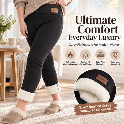 Női, magas derekú, plüssbéléses termikus leggings
